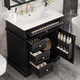30" Bathroom Vanity with Sink, One Tip-out Drawer, Three Drawers, Door Shelf, Soft Closing Door, N759P227429B