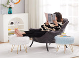 Faux Fur Storage Ottoman Round Furry Vanity Stool with Marble Tray, Compact Footrest with 4 Metal 47853610