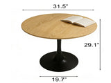 (Natural Wood Color) Round Table, 31.5'' Modern Dining Table, Dining Table,MDF Top and Steel Base W2641P460057