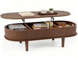 43.5" MidCentury Modern Oval LiftTop Coffee Table, Gas Strut Silent Height Adjustable Table with 3 60031955