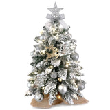 ZNTS 22in Mini Christmas Tree with Light Artificial Small Tabletop Christmas Decoration with Flocked 55611026