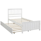 Twin size Platform Bed with Trundle, White WF195106AAK