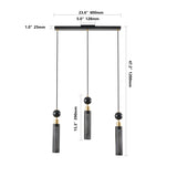 ZNTS Modern Black and Gold 3-Light Pendant Chandelier, Adjustable Hanging Lights with Cylindrical Mesh W1340P233174