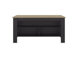 Ruso Kitchen Island, 3 Spacious open Shelves, Modern Design, Black Wengue / Natural Oak B097P474318