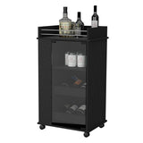 Lusk Bar Cart with 2-Bottle Holder Shelf, Glass Door and Casters B128P176152