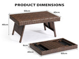 Outdoor Folding Side Table, Patio Rattan Coffee Table with PE Wicker & High-Duty Steel Frame for 51700564
