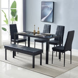 ZNTS Simple Assembled Tempered Glass & Iron Dinner Table Black 00522385