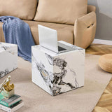 Modern white MDFsticker material cube stylish texture design coffee table -15.75 inches W1151P194276