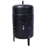 ZNTS 17 Inch Steel Charcoal Smoker, Heavy Duty Round BBQ Grill for Outdoor Cooking, Black W465P216801