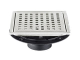 6 Inch Square Shower Drain with Removable Square Patterned Grate, 304 Stainless Steel with Flange 49499527
