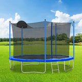 12FT Trampoline for Adults & Kids with Basketball Hoop, Outdoor Trampolines w/Ladder and Safety W28550119