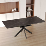62.4" Extendable 78.15"Very large Black Dining Table Modern Mid-Century Kitchen Table Set for Dining 73934119