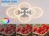 Modern LED, Flush Mount Ceiling Light with Dimmable Remote Control, 6Rings Acrylic Fixture for 33790869