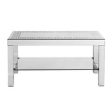 W 40 "X D 20" X H 20 "Curved border carved mirror coffee table Silver mirror glass tabletop with W1005P190425