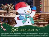 4FT Fabric Snowman with 90 White Lights, Plaid Scarf, Expandable Christmas Lighted Decor, US Plug 23550221