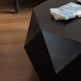 38"Three-dimensional Embossed Pattern Design American Retro Style Coffee Table,Black Tabletop W757134932