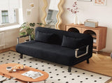 velvet black 55 Convertible Chair Bed, Tri-Fold Sofa Bed with Adjustable Backrest & Pillow, Leisure W1767P192807