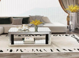 Baked curved mirror Coffee Table for Living Room, Modern Glass Coffee Table with Glass Top, W3836P361731