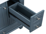 24" Bathroom Vanity with Sink Drawers, Gray Blue Freestanding Vanity Cabinet with Ceramic Top 93166940