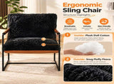 28 Inch Extra Wide Sling Accent Chair, Fully Disassembled, Rubber Wood Armrest, Metal Iron Frame, 12623125