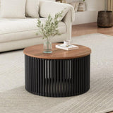 ACACIA SOLID WOOD COFFEE TABLE,NATURAL & BLACK COLOR N770P269893N