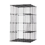 ZNTS 3-Tier Wire Cat Cage, Large Kennels Playpen with 3 Platforms, 3 Ramp Ladders and 4 Doors, Black W2181P155328