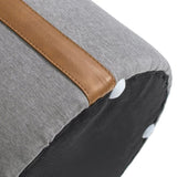 Brandy 14" Round Upholstered Storage Ottoman with Leather Accent, Uptown Gray B2719P269256