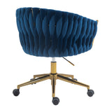 ZNTS Modern design the backrest is hand made woven Office chair,Vanity chairs with wheels,Height 93876895