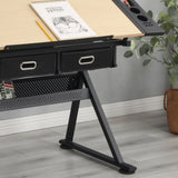 adjustable drawing drafting table desk with 2 drawers for home office and school with stool W347P151532