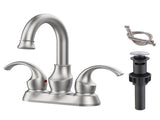 Bathroom Faucet 2-Handle Brushed Nickel with 360 Degree Rotating Spout, Crescent Moon Style 4-inch 10026044