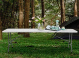 8FT Folding Picnic Table for Outdoor, Portable Fold-in-Half Plastic Dining Picnic Party Table with 20447905