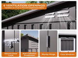 4 x 9 FT Outdoor Storage Shed, Metal Garden Shed Tool House with Sloping Roof,6 vents and 2 Swing W3213P317947