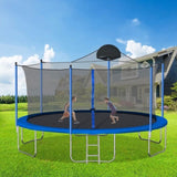 ZNTS 14FT Trampoline for Adults & Kids with Basketball Hoop, Outdoor Trampolines w/Ladder and Safety W285128088