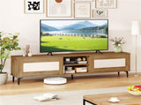 63" Entertainment Center with Open Shelves, 5 Metal Legs Cable Management TV Console 99423094