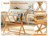 Natural Bamboo Art Storage Rack, Heavy-Duty Canvas Print Display Stand Holds Artwork Up to 34"x19", 03871321