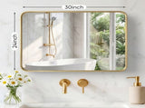 Anti-Fog Bathroom Wall Mirror 24" x 32" Shatterproof Mirror with Rectangular Metal Frame, Gold 19918576
