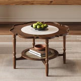 Mid-Century Style Coffee with Petal Shape and White Crackle Pattern Glass, 2-Tiered Coffee N735P291422D