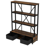 3-Shelf Metal with Drawers for Home Office, Open, Vintage Industrial Style W1580P251089