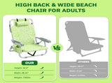 1 PCS Aluminum Beach Chair, 8.5 Inch Seat Height Yellow Tribal Pattern, Adjustable Folding Chair 24798365