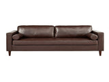 Mirod Mid-Century Modern PU Leather 3-Seat Sofa, Tufted Design, Solid Wood Legs, 2 Bolster Pillows, N760P285734D