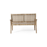 Outdoor Wicker and Acacia Wood Loveseat, Light Multibrown and Light Brown, 34'' H X 46.5'' W X 74229.00MLBRN