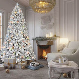 Artificial 6ft Flocked Christmas Tree with 888 PVC Branch Tips, Pine cone*35pcs, 350L Colorful led, 91486641