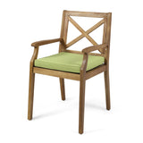 PERLA DINING CHAIR,2PCS with 2 Green Cushions,for Backyard, Poolside, Garden N762P251938F