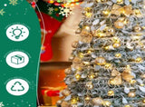 7 FT Snow Flocked Pre-lit Artificial Pop Up Christmas Tree with 170 Warm Lights and Golden Ornaments 87015416
