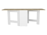 Folding Table with Expandable Design in 3 Forms, White / Macadamia B097P221374