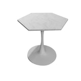 ZNTS 31.50" Modern Hexagonal Coffee Table with White Printed Marble Top and Metal Base for Dining Room, W757P186688