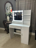 Vanity Desk with Mirror & Light, Large Drawer Three Level Storage Dresser, 3 Lighting Modes W2386P288809