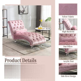 COOMORE Velvet Chaise Lounge Indoor,Button-Tufted Upholstered Chaise Lounge Chair with Pillow for W39538676