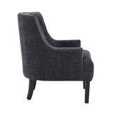 Modern Traditional Accent Chair Black Chenille Upholstery Button Tufted Solid Wood 1pc Living Room B011P182658