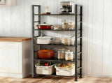 5-Tier Bookshelf 62"x24" Industrial Storage Shelf Free Standing Bookcase Metal Frame Bookcase with 27382322